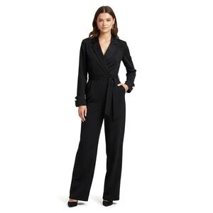 SOFT SURROUNDINGS Simply Elegant Black Ponte Knit Wide Leg Jumpsuit Petite Large